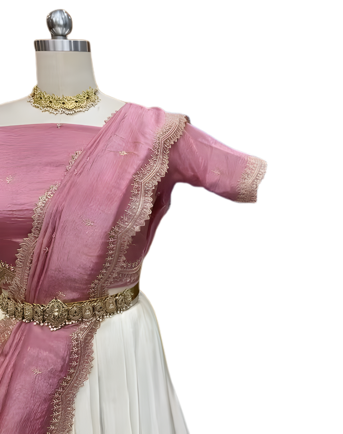 Pink & Cream Semi-Stitched Embroidered Lehenga with Dupatta – Premium Party & Wedding Wear